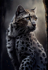 unique gray leopard portrait - generative ai 