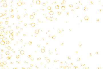 Golden air Bubbles, oxygen, champagne crystal clear isolated on white background modern design. Vector illustration of EPS 10.