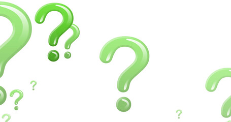 Image of green question marks icons on white background
