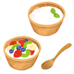 プレーンヨーグルトとフルーツヨーグルト