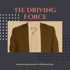 Composition of national administrative professionals day text over businessman - obrazy, fototapety, plakaty
