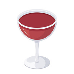 A red cocktail in a coupe glass. Vector illustration in flat cartoon style.