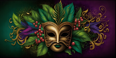 Masquerade mask mardi gras carnival party banner with empty copy space vector illustration