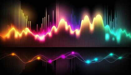 colorful abstract equalizer effect background in Neon lights. Sound wave, by ai generative