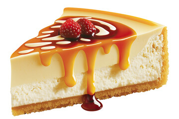 Delicious cheesecake cut out. Based on Generative AI - obrazy, fototapety, plakaty