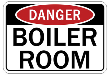 Boiler and furnace room warning sign and labels