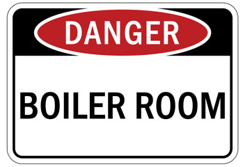 Boiler and furnace room warning sign and labels