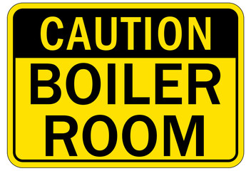 Boiler and furnace room warning sign and labels
