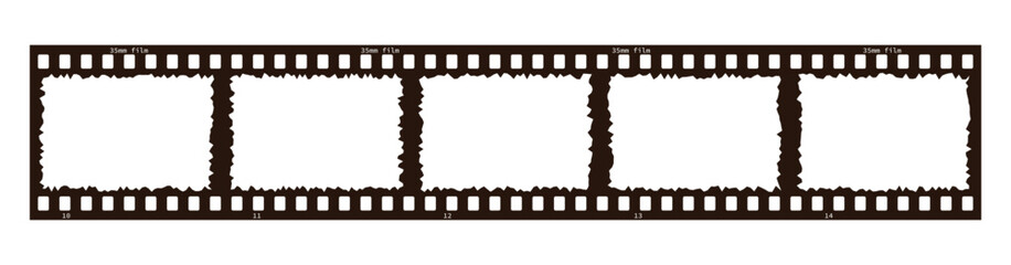 35mm film strip retro vintage vector design with 5 frames on white background. Film reel symbol illustration to use in photography, television, cinema, photo frame.
