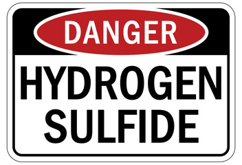 Hydrogen chemical warning sign and labels hydrogen sulfide