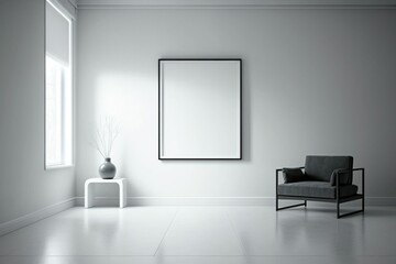 Obraz na płótnie Canvas Living room interior, frame on wall, modern, clean. Created with generative AI technology 