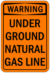 Pipeline sign and labels underground natural gas line