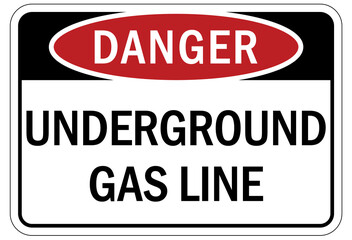 Pipeline sign and labels underground gas line