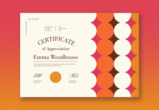 Certificate with Geometric Elements