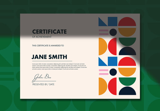 Certificate with Pattern Design