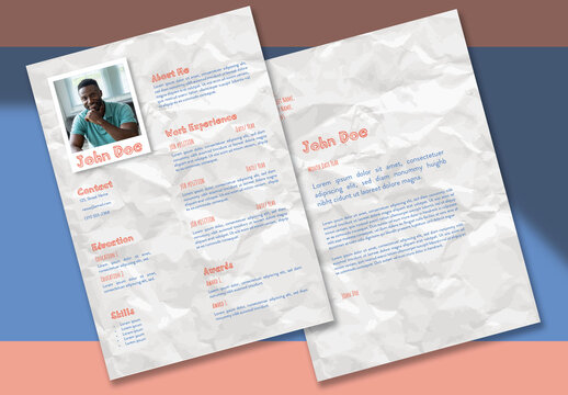 Resume with Crinkled Paper