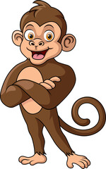 Cute happy monkey cartoon posing