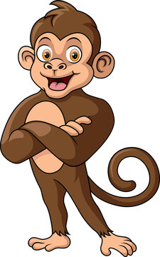 Cute happy monkey cartoon posing