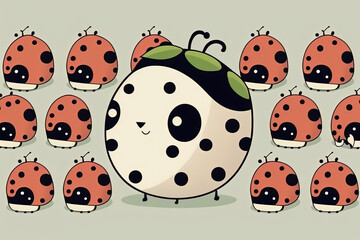 Cute ladybug ilustration pattern for graphic resource use