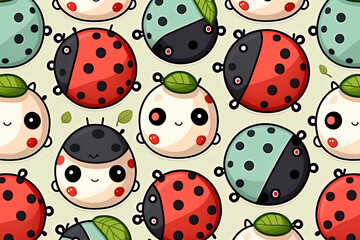 Cute ladybug ilustration pattern for graphic resource use