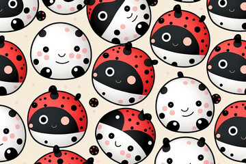Cute ladybug ilustration pattern for graphic resource use