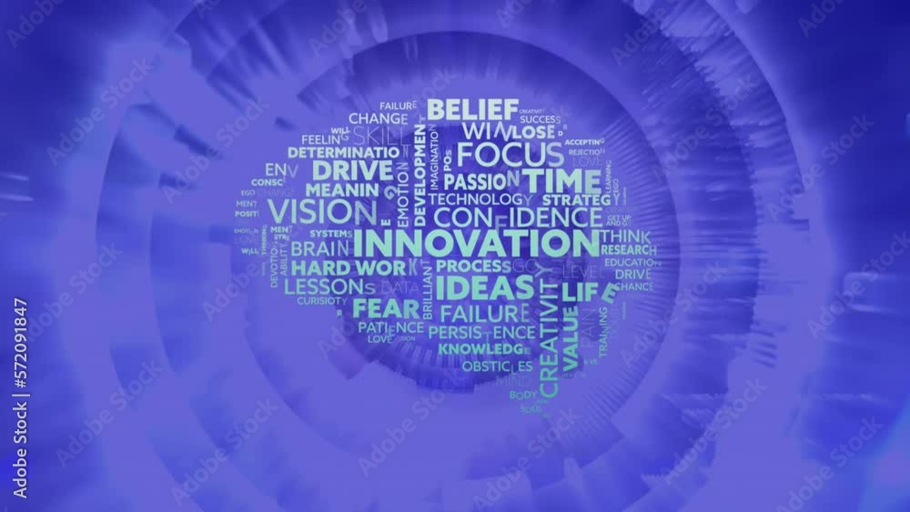Poster animation of brain with texts over eye with scope scanning and data processing