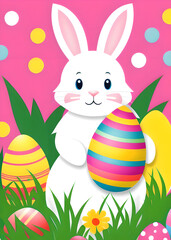 easter bunny with eggs card design