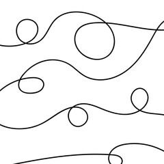 Curls Hand Drawn Seamless Pattern Vector