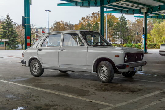 Zastava 101 (Yugo Skala 55) licensed Yugoslavian FIAT 128 is parked at Subotica, Serbia  06.11.2022