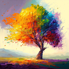 Obraz na płótnie Canvas tree in the sunset, Generated Ai