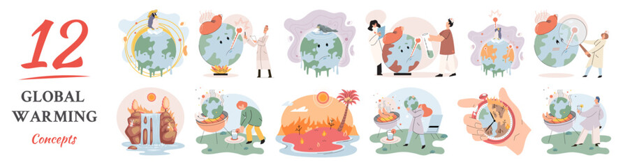 Climate change weather global greenhouse warming risks metaphor concept. Save planet. Compared planet with renewable eco resources consumption global warmings burning alternative. Environment Day © Dmytro