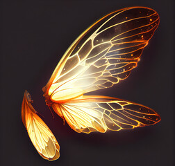 Generative AI: Gold transparent dragonfly wings