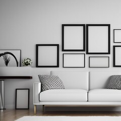 Mockup, Poster, Frame, Wall, Living room, Luxurious apartment, Background, Contemporary design, Modern interior design, 3