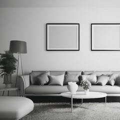 Mockup, Poster, Frame, Wall, Living room, Luxurious apartment, Background, Contemporary design, Modern interior design, 3D render, 