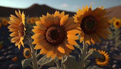 beautiful sunflowers in a beautiful field