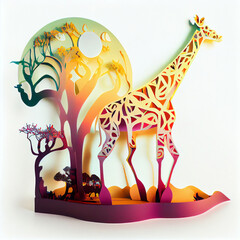 Papercut art of a giraffe