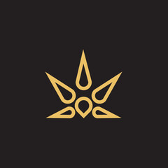 cannabis abstract minimalist gold line logo of a cannabis leaf for your brand.