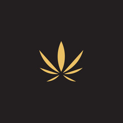 cannabis abstract minimalist gold line logo of a cannabis leaf for your brand.