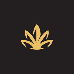 cannabis abstract minimalist gold line logo of a cannabis leaf for your brand.