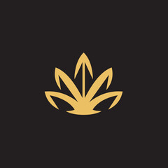 cannabis abstract minimalist gold line logo of a cannabis leaf for your brand.