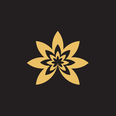 cannabis abstract minimalist gold line logo of a cannabis leaf for your brand.