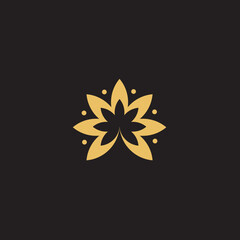cannabis abstract minimalist gold line logo of a cannabis leaf for your brand.