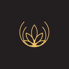 cannabis abstract minimalist gold line logo of a cannabis leaf for your brand.