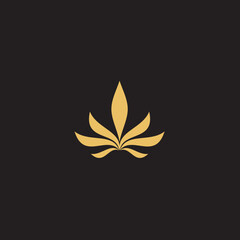 cannabis abstract minimalist gold line logo of a cannabis leaf for your brand.