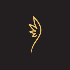 cannabis abstract minimalist gold line logo of a cannabis leaf for your brand.