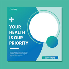 Medical healthcare service social media post template design. Hospital, doctor, clinic and dentist health business promotion flyer poster.