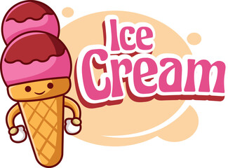 vector cute ice cream cartoon vector icon illustration food object icon concept isolated