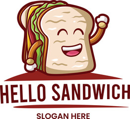 Vector cute sandwich cartoon icon illustration. fast food cartoon icon concept 