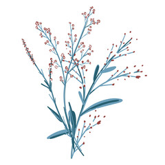 Field Flowers on Branch. Wildflower Icon. Hand Drawn