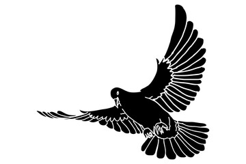Silhouette of Flying Dove / Pigeon